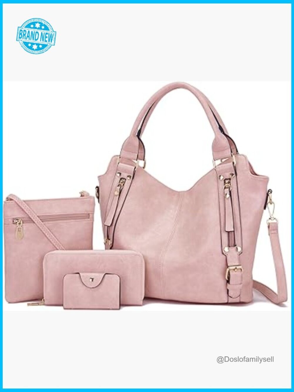 Large Hobo Shoulder Tote Crossbody Bag Set Ladies Pu Leather Handbag 4-Piece Set